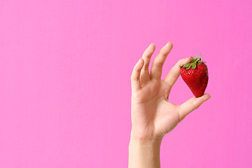 Image showing Strawberry and woman