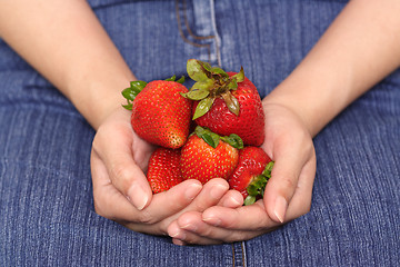 Image showing Woman and strawberry