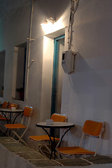 Image showing cafe tables night