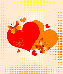 Image showing hearts over halftone background