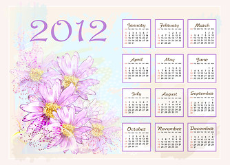 Image showing calendar 2012  with pink flowers 