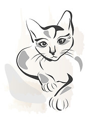 Image showing grunge outline illustration of black cat