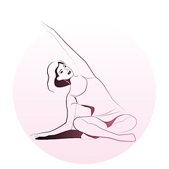 Image showing outline illustration of girl doing stretching exercise