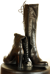 Image showing Black leather boots