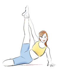 Image showing young girl doing fitness exercise