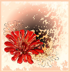 Image showing abstract background with red flower