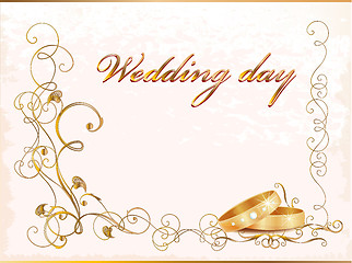 Image showing Vintage wedding card with rings.