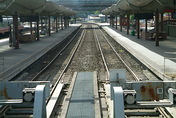 Image showing Empty railway tracks