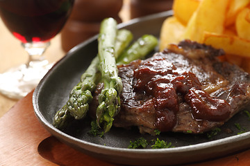 Image showing Steak And Asparagus