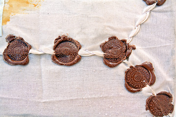 Image showing of sealing wax seal on old parcel