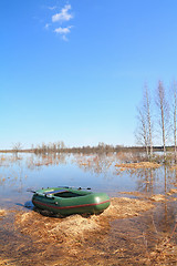 Image showing rubber boat on the lake