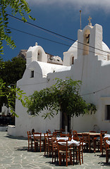 Image showing greek taverna and church and monastery