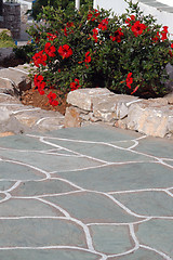 Image showing stone walkway with flowers