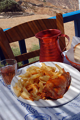 Image showing greek taverna lunch