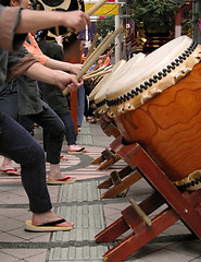 Image showing Japanese drums show-action detail