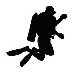 Image showing Sport Silhouette – Scuba Diver Taking Under Water Picture