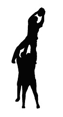 Image showing Sport Silhouette - Rugby Players Supporting Lineout Jumper