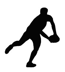 Image showing Sport Silhouette - Rugby Player Making Running Pass