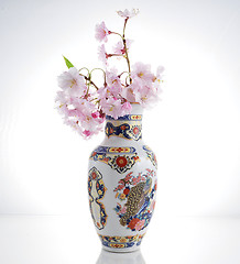 Image showing cherry flowers and vase