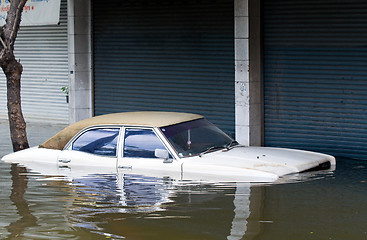 Image showing Car inundated during a flood in Bangkok, Thailand