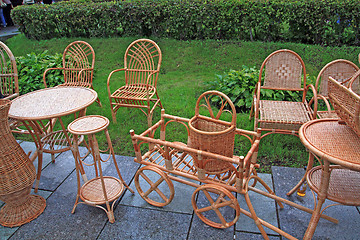 Image showing braided furniture on rural market