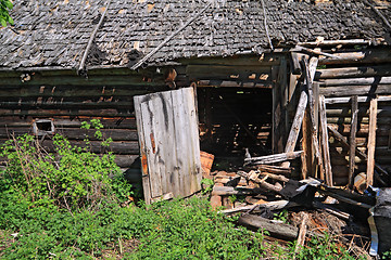 Image showing old ruined rural wooden house
