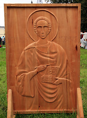 Image showing wooden icon in street gallery