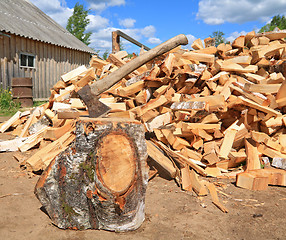 Image showing axe in log