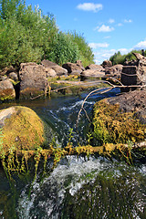 Image showing greater stone on mountain river