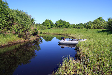 Image showing motor boat on small river