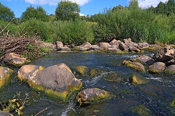 Image showing mountain river flow between stone