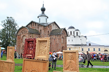 Image showing wooden icon in street gallery