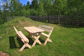 Image showing wooden furniture in summer park