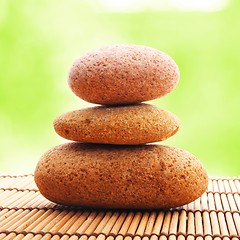 Image showing zen stone with leaf