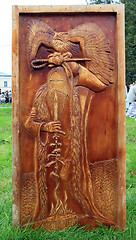 Image showing wooden picture on street exhibition