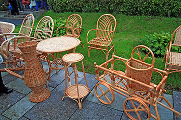 Image showing braided furniture on rural market