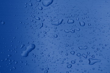 Image showing water drops on metal surface