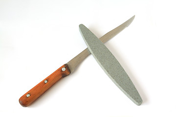 Image showing knife and emery on white background