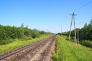 Image showing railway amongst green wood