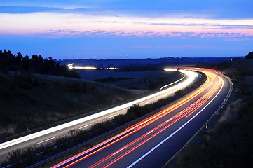 Image showing night traffic on highway