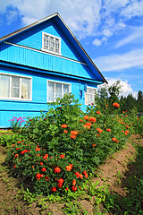 Image showing blue rural house on celestial background 