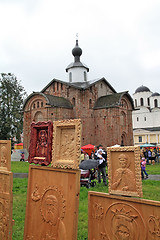 Image showing wooden icon in street gallery