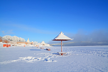 Image showing town beach in snow