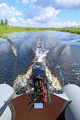 Image showing motor boat on small river