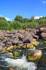 Image showing mountain river flow between stone