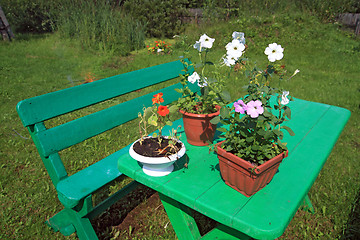 Image showing garden furniture in summer garden