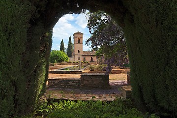 Image showing Alhambra gardens in Granada, Spain