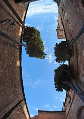 Image showing Sky above the courtyard of Medieval castle
