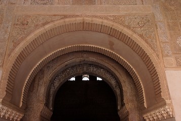 Image showing Arched doorway in Alhambra palace in Granada, Spain
