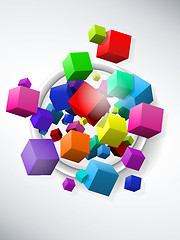 Image showing Colorful Flying Cubes Background